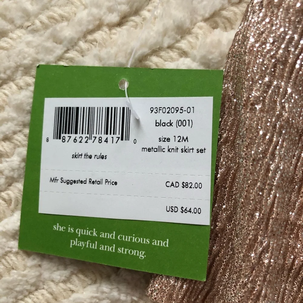 NWT Kate Spade infant metallic skirt set